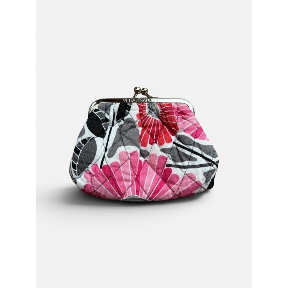 Vera Bradley Cherry Blossoms Pink Gray Red Coin Purse  Retired Floral Pattern